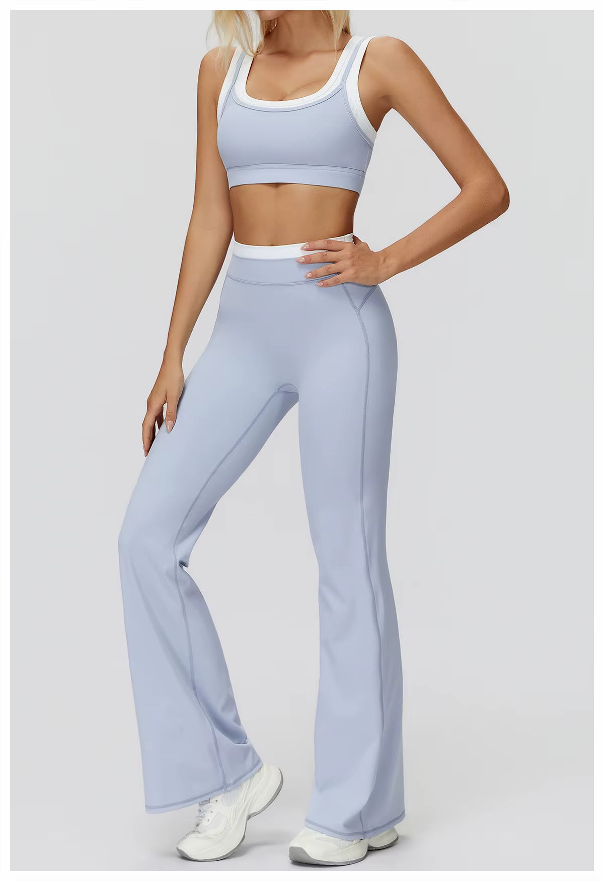 2-Piece Color Block Women’s Yoga Set, High-Waisted Casual Versatile Fitness Outfit, Fashion Sports Bra and Gym Leggings Activewear