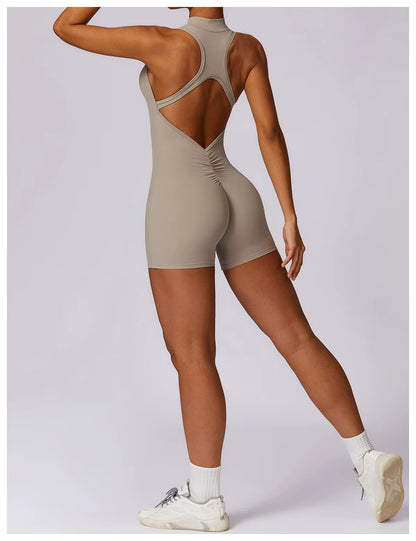 Women’s Sleeveless Jumpsuit, Tight-Fit Sportswear, Naked-Feel Bodysuit, All-in-One Casual Fitness Outfit, Athletic Wear