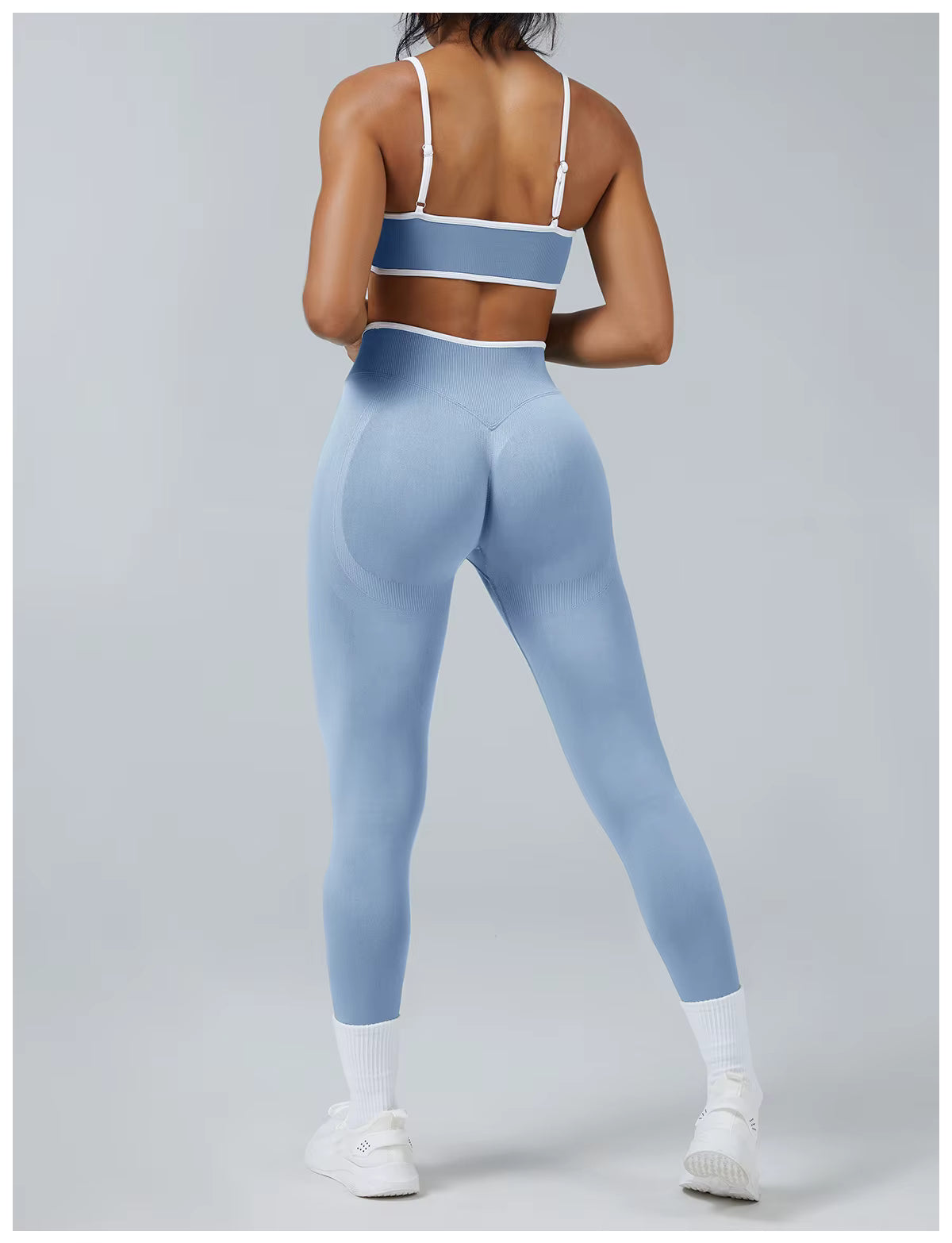 Seamless Women’s Yoga Set, Gym Wear Scrunch Bum Leggings, Padded Sports Bras, Tank Top, Fitness Workout Outfit, Sportswear Set