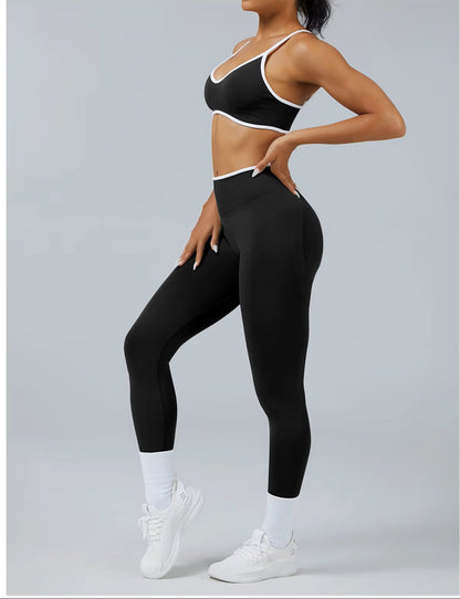 Seamless Women’s Yoga Set, Gym Wear Scrunch Bum Leggings, Padded Sports Bras, Tank Top, Fitness Workout Outfit, Sportswear Set