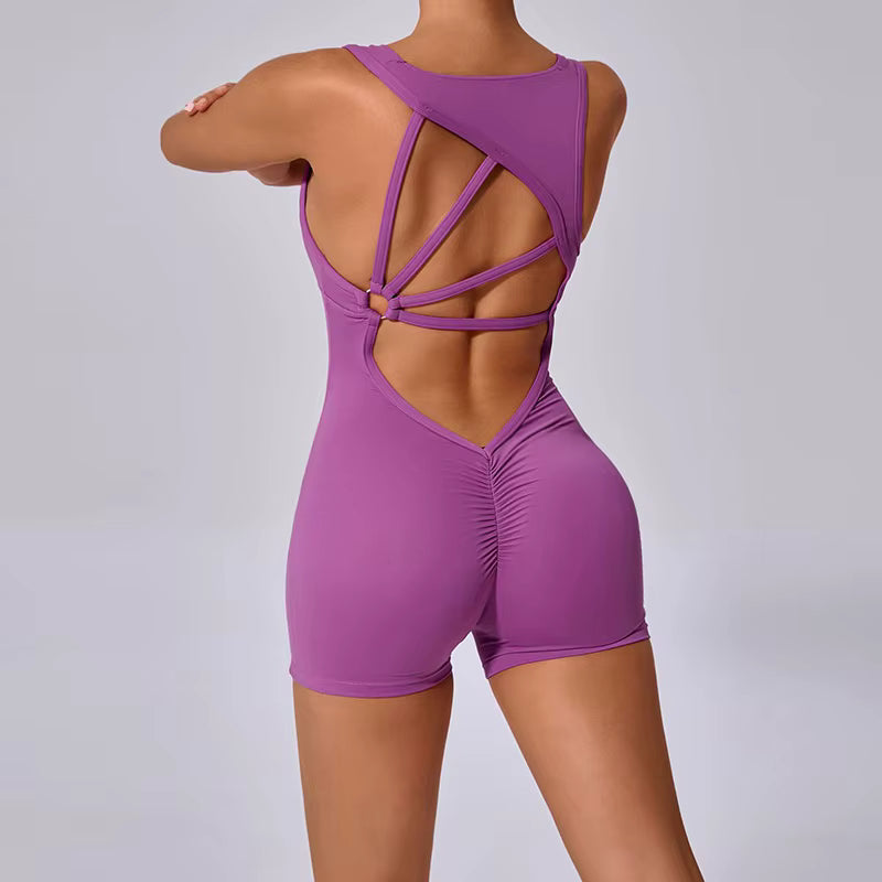 Cloud Rise Sexy Back Yoga Jumpsuit, Women’s One-Piece Gym Sports Fitness Bodysuit, Running Workout Jumpsuit, Activewear Outfit