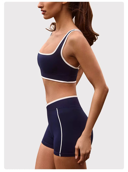 Women’s Yoga Set: Comfortable Top and Tummy-Control Compression Shorts for Gym and Fitness