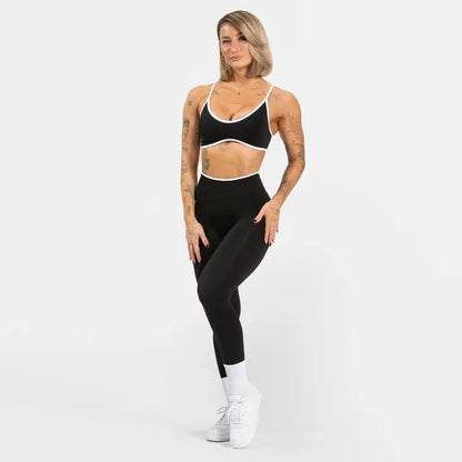 TEVEO 2-Piece Women’s Seamless Gym Set – Leggings and Sports Bra Workout Yoga Fitness Outfit Set