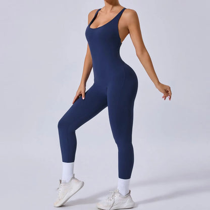 Padded Sports Jumpsuit, Women’s Fitness Gym Bodysuit, Women’s Sports Tracksuit, Athletic Activewear in Grey, Navy Blue, Beige, Coffee and Black