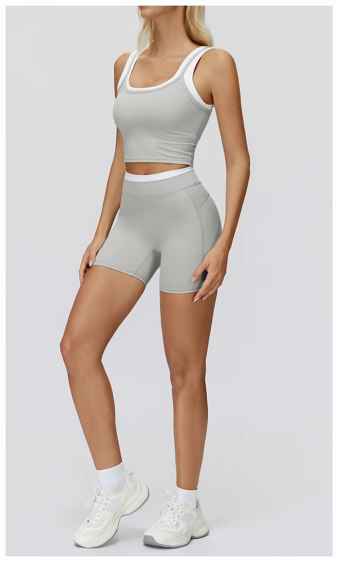 2-Piece Color Block Women’s Yoga Set, High-Waisted Casual Versatile Fitness Outfit, Fashion Sports Bra and Gym Leggings Activewear