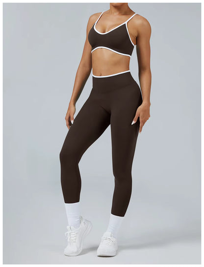 Seamless Women’s Yoga Set, Gym Wear Scrunch Bum Leggings, Padded Sports Bras, Tank Top, Fitness Workout Outfit, Sportswear Set