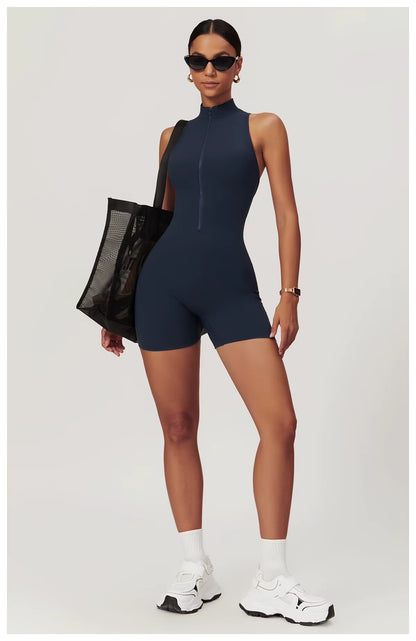 Women’s Sleeveless Jumpsuit, Tight-Fit Sportswear, Naked-Feel Bodysuit, All-in-One Casual Fitness Outfit, Athletic Wear