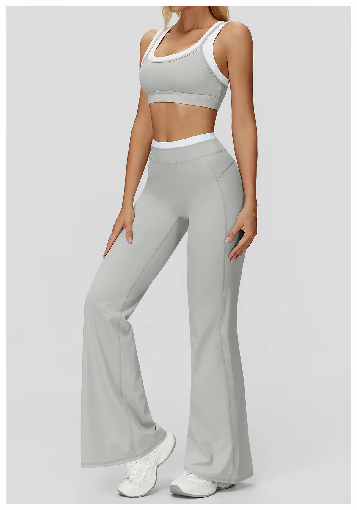 2-Piece Color Block Women’s Yoga Set, High-Waisted Casual Versatile Fitness Outfit, Fashion Sports Bra and Gym Leggings Activewear