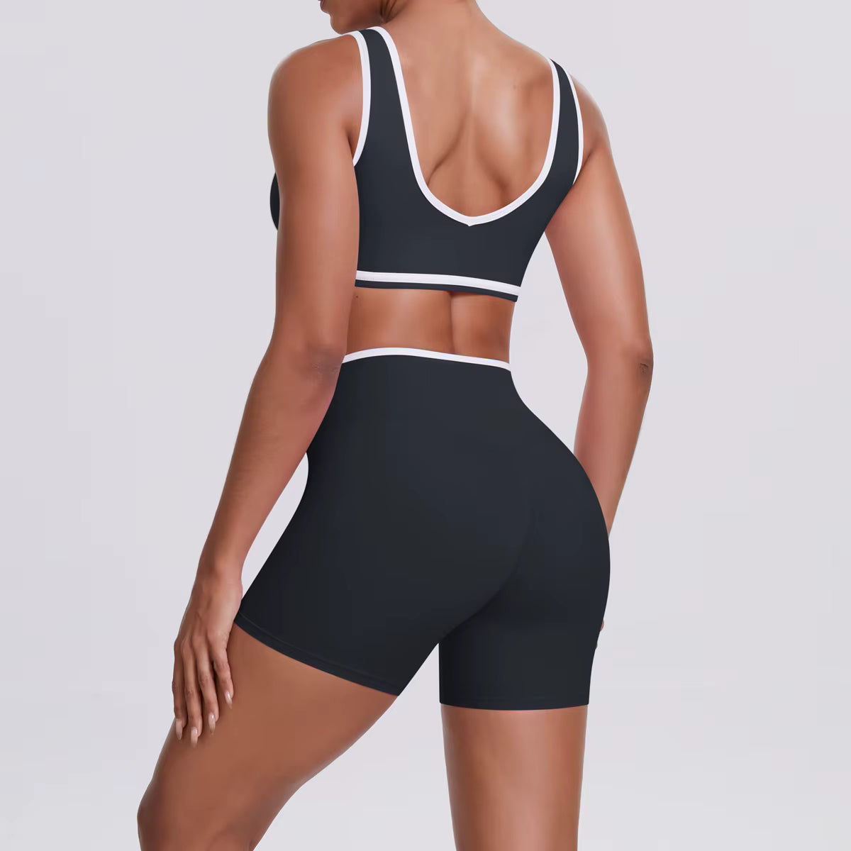 Women’s Two-Piece Gym Workout Set – Sports Bra and Shorts Yoga Set, Quick-Dry Fitness Wear, Athletic Sports Bra Outfit for Women