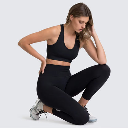 Women’s Seamless Yoga Set – Fitness Crop Top & High-Waist Tummy Control Leggings with Built-In Bra, Workout Outfit for Pilates, Gym and Running