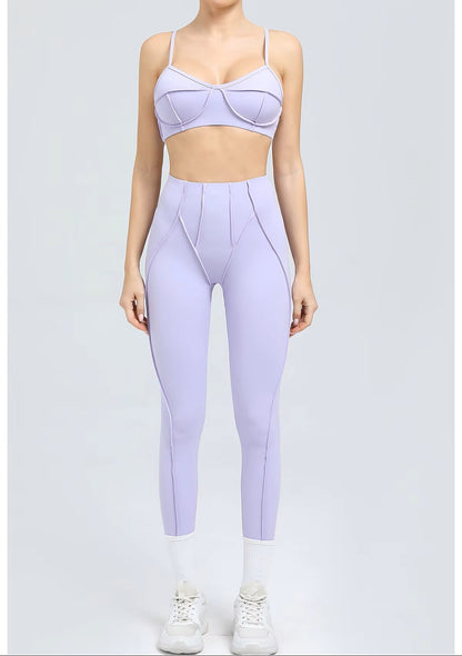 Yoga Sports Fitness Set, High-Waisted Hip-Lifting Leggings, Open-Back Sports Bra, Casual Running Workout Gym Outfit, Sexy Women’s Activewear Set