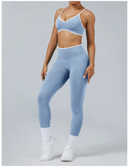 Seamless Women’s Yoga Set, Gym Wear Scrunch Bum Leggings, Padded Sports Bras, Tank Top, Fitness Workout Outfit, Sportswear Set