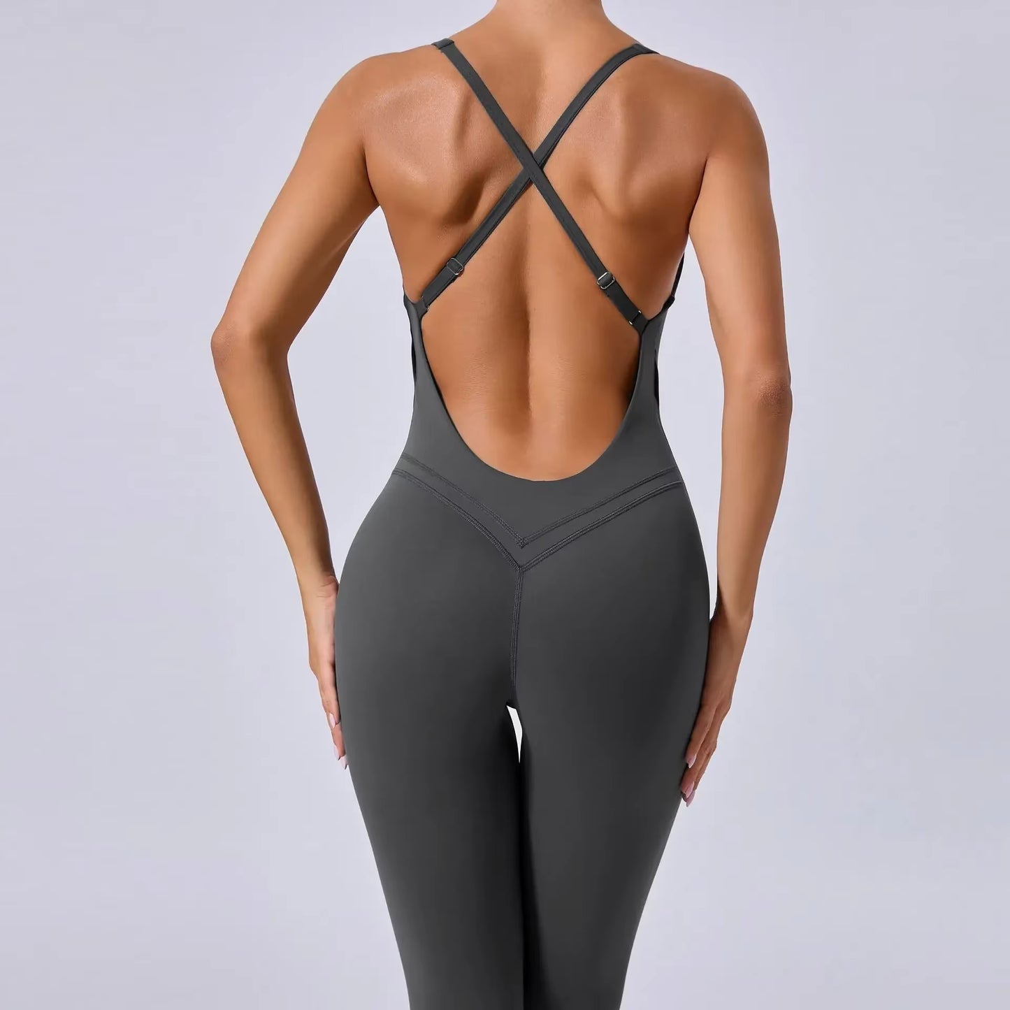 Padded Sports Jumpsuit, Women’s Fitness Gym Bodysuit, Women’s Sports Tracksuit, Athletic Activewear in Grey, Navy Blue, Beige, Coffee and Black