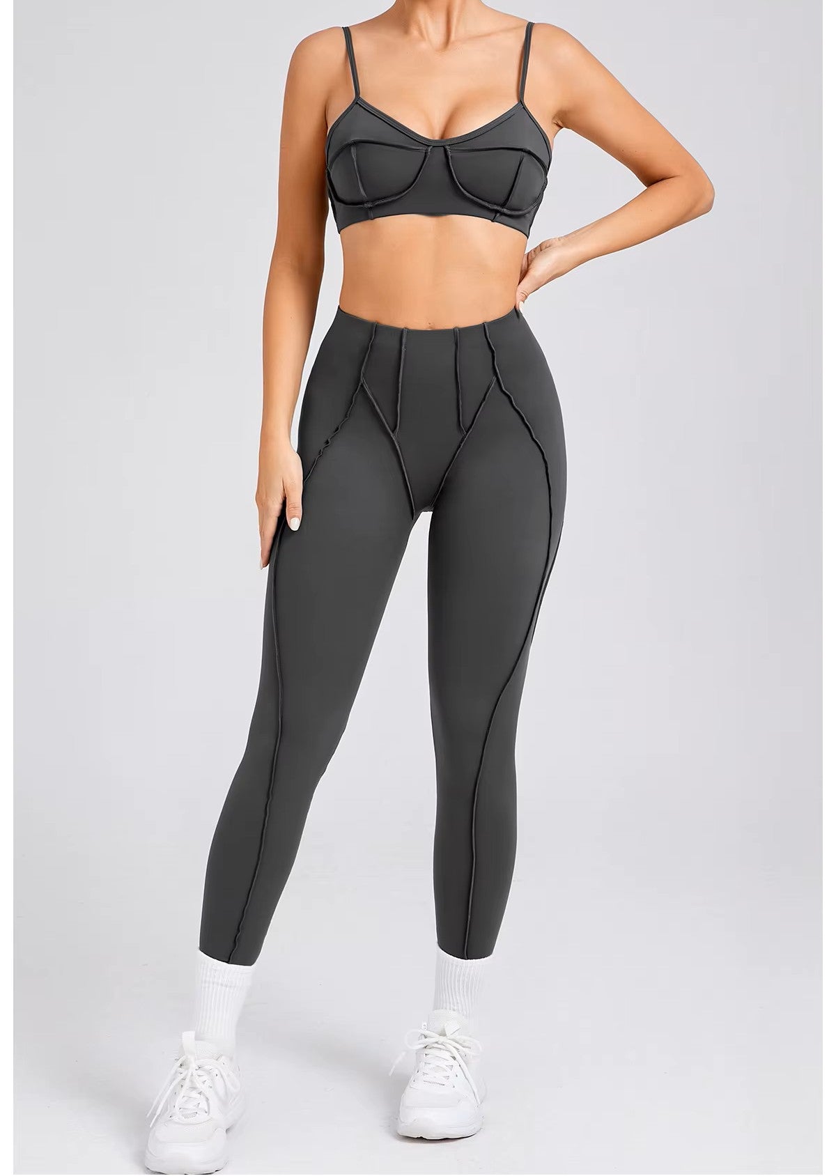 Yoga Sports Fitness Set, High-Waisted Hip-Lifting Leggings, Open-Back Sports Bra, Casual Running Workout Gym Outfit, Sexy Women’s Activewear Set