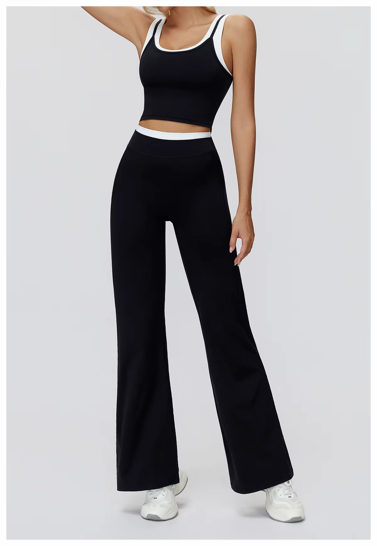 2-Piece Color Block Women’s Yoga Set, High-Waisted Casual Versatile Fitness Outfit, Fashion Sports Bra and Gym Leggings Activewear