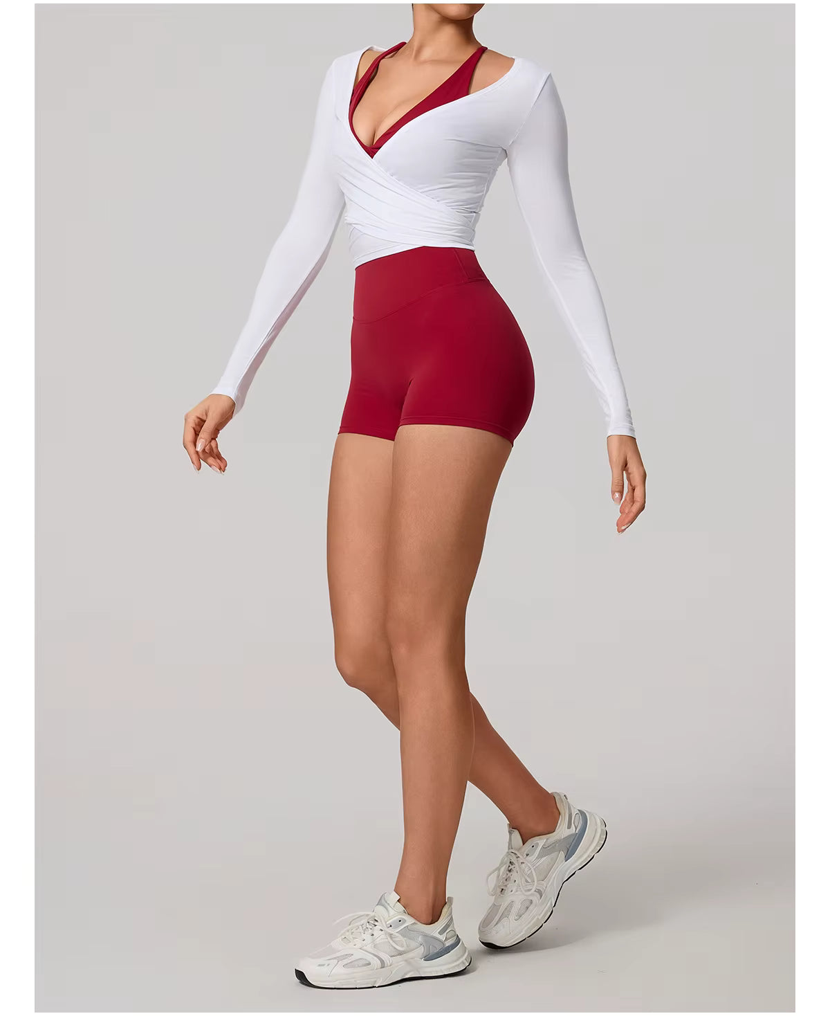 New women’s long sleeve one-piece yoga bodysuit, premium training yoga wear, ballet wrap top for women, gym sports top.