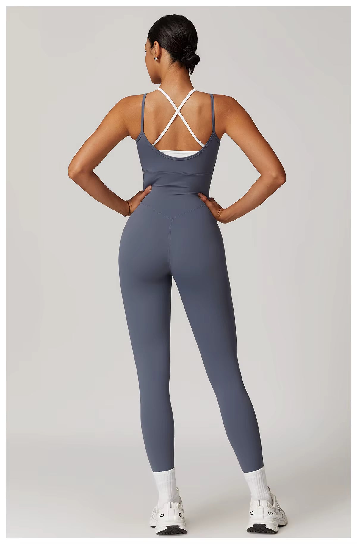 Color-Block Women’s Gym Jumpsuit Yoga Set Cross-Back Sports Fitness Training Bodysuit