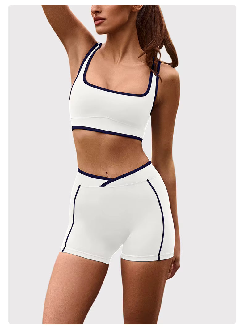 Women’s Yoga Set: Comfortable Top and Tummy-Control Compression Shorts for Gym and Fitness