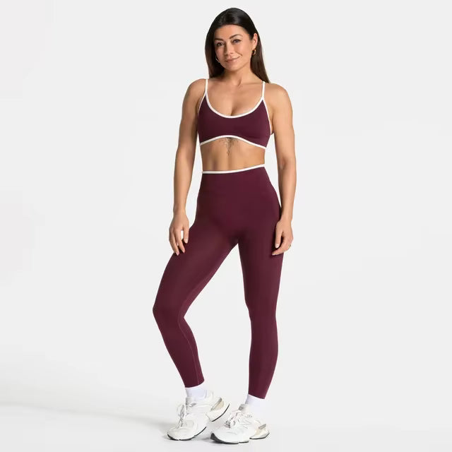 TEVEO 2-Piece Women’s Seamless Gym Set – Leggings and Sports Bra Workout Yoga Fitness Outfit Set