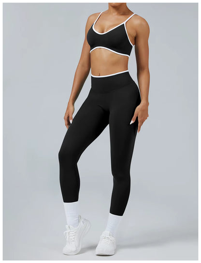 Seamless Women’s Yoga Set, Gym Wear Scrunch Bum Leggings, Padded Sports Bras, Tank Top, Fitness Workout Outfit, Sportswear Set