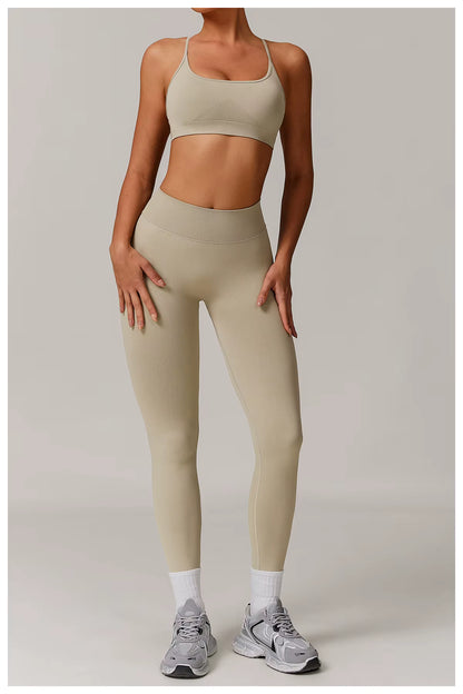 Seamless 2/3 Piece Yoga Set Women’s Gym Wear Fitness Training Outfit Sports Bra High-Waisted Leggings