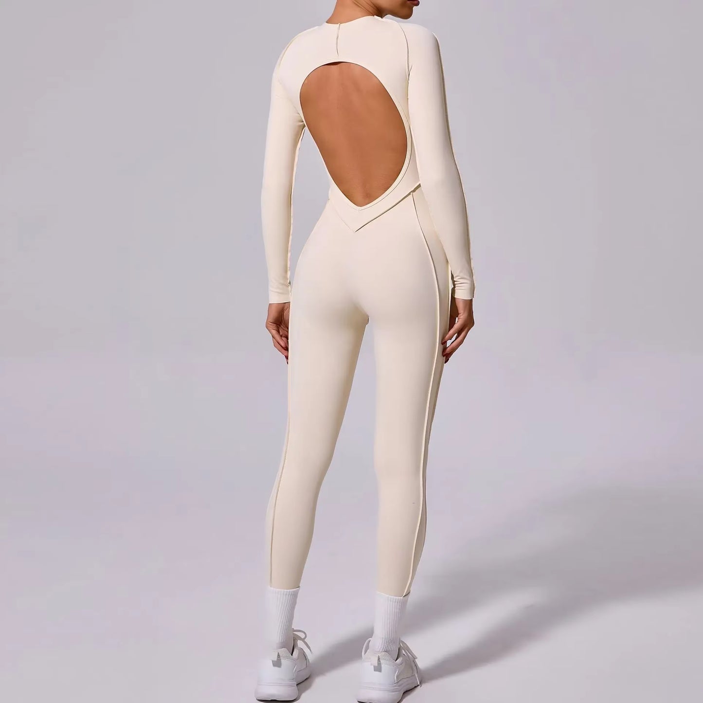 New Summer Short Sports Jumpsuit, Women’s Gym Workout Romper, Push-Up Yoga Activewear, Long Sleeve Fitness Jumpsuit