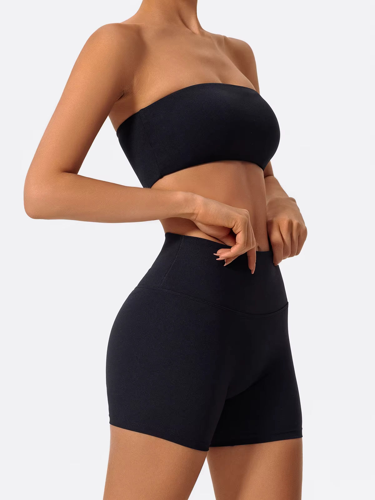 Ctenkevet Two-Piece Women’s Fitness Sports Set, Workout Yoga Outfit, Strapless Sports Bra, Women’s 2-Piece Gym Set, Crop Top Athletic Wear