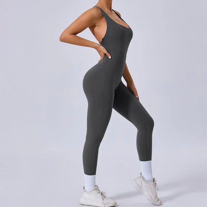 Padded Sports Jumpsuit, Women’s Fitness Gym Bodysuit, Women’s Sports Tracksuit, Athletic Activewear in Grey, Navy Blue, Beige, Coffee and Black