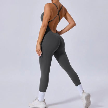 Padded Sports Jumpsuit, Women’s Fitness Gym Bodysuit, Women’s Sports Tracksuit, Athletic Activewear in Grey, Navy Blue, Beige, Coffee and Black