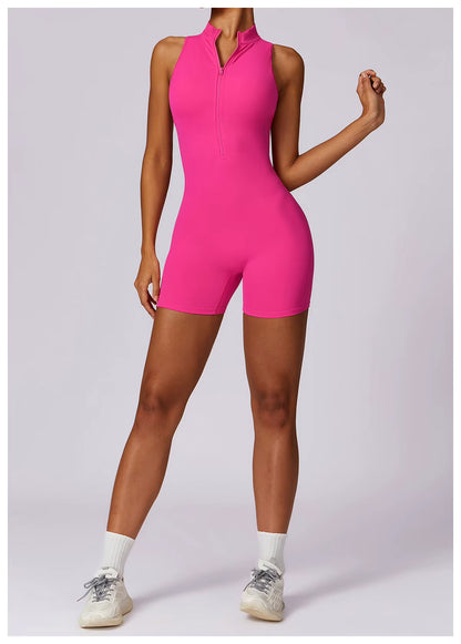 Women’s Sleeveless Jumpsuit, Tight-Fit Sportswear, Naked-Feel Bodysuit, All-in-One Casual Fitness Outfit, Athletic Wear