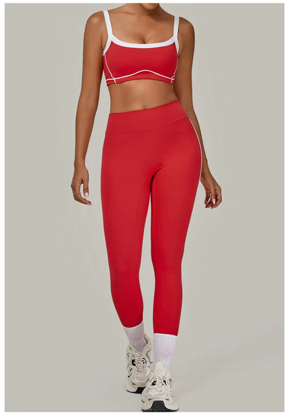 Women’s 2-Piece Yoga Set: Sports Bra with Removable Padding and High-Waisted Leggings for Fitness, Running, and Training