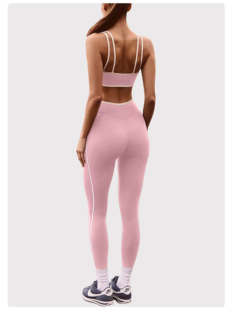 Women’s Yoga Set: Comfortable Top and Tummy-Control Compression Shorts for Gym and Fitness
