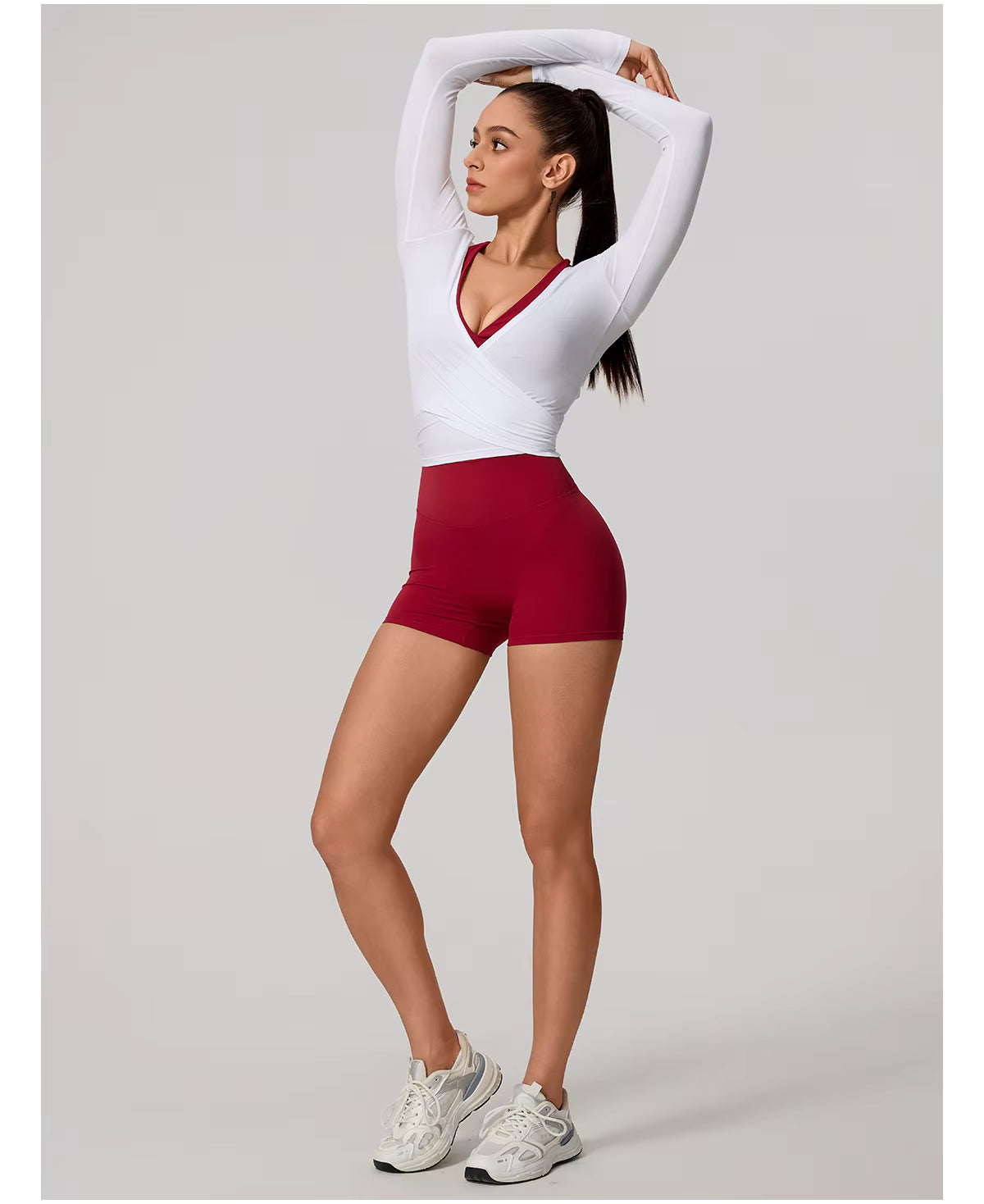 New women’s long sleeve one-piece yoga bodysuit, premium training yoga wear, ballet wrap top for women, gym sports top.