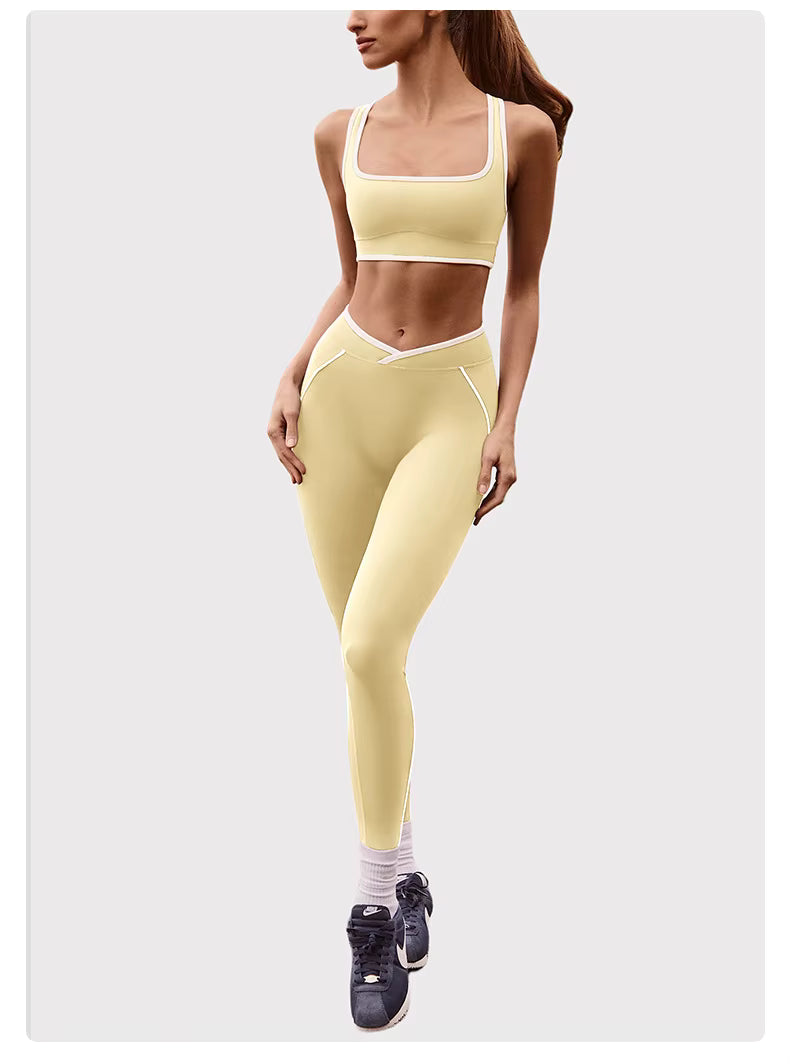 Women’s Yoga Set: Comfortable Top and Tummy-Control Compression Shorts for Gym and Fitness