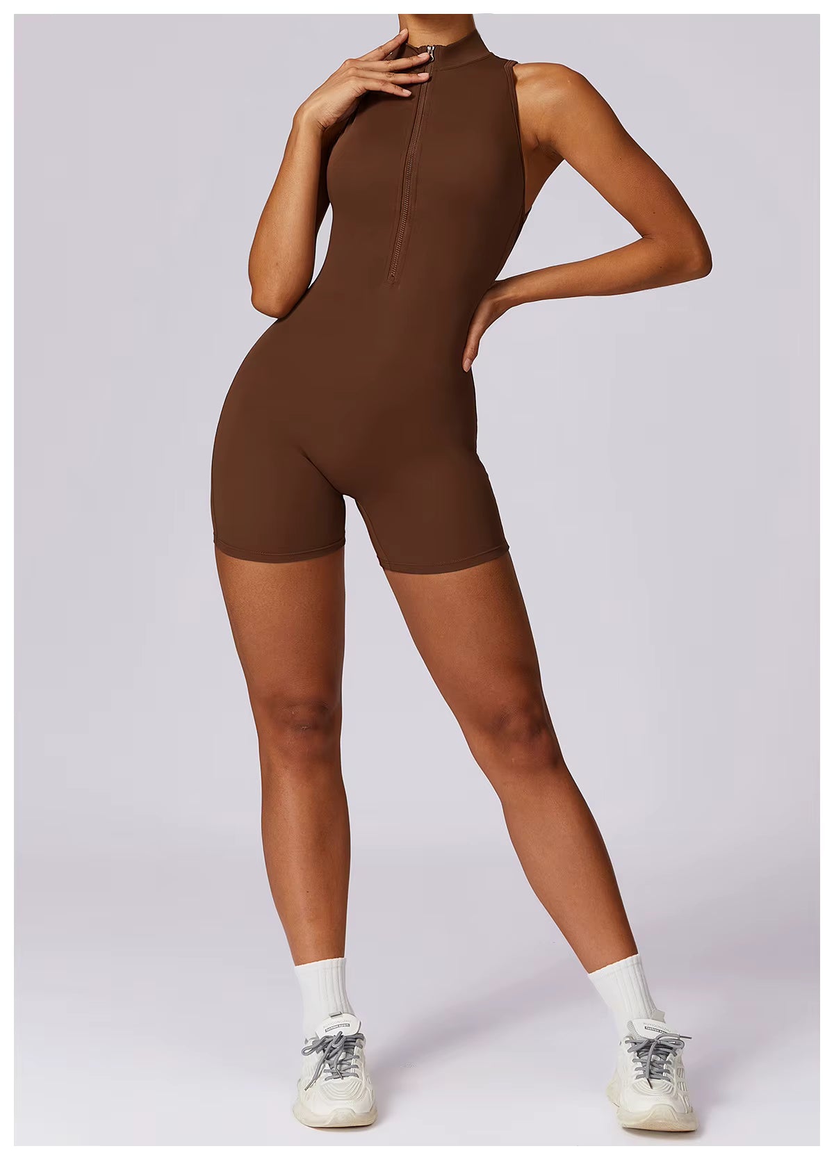 Women’s Sleeveless Jumpsuit, Tight-Fit Sportswear, Naked-Feel Bodysuit, All-in-One Casual Fitness Outfit, Athletic Wear