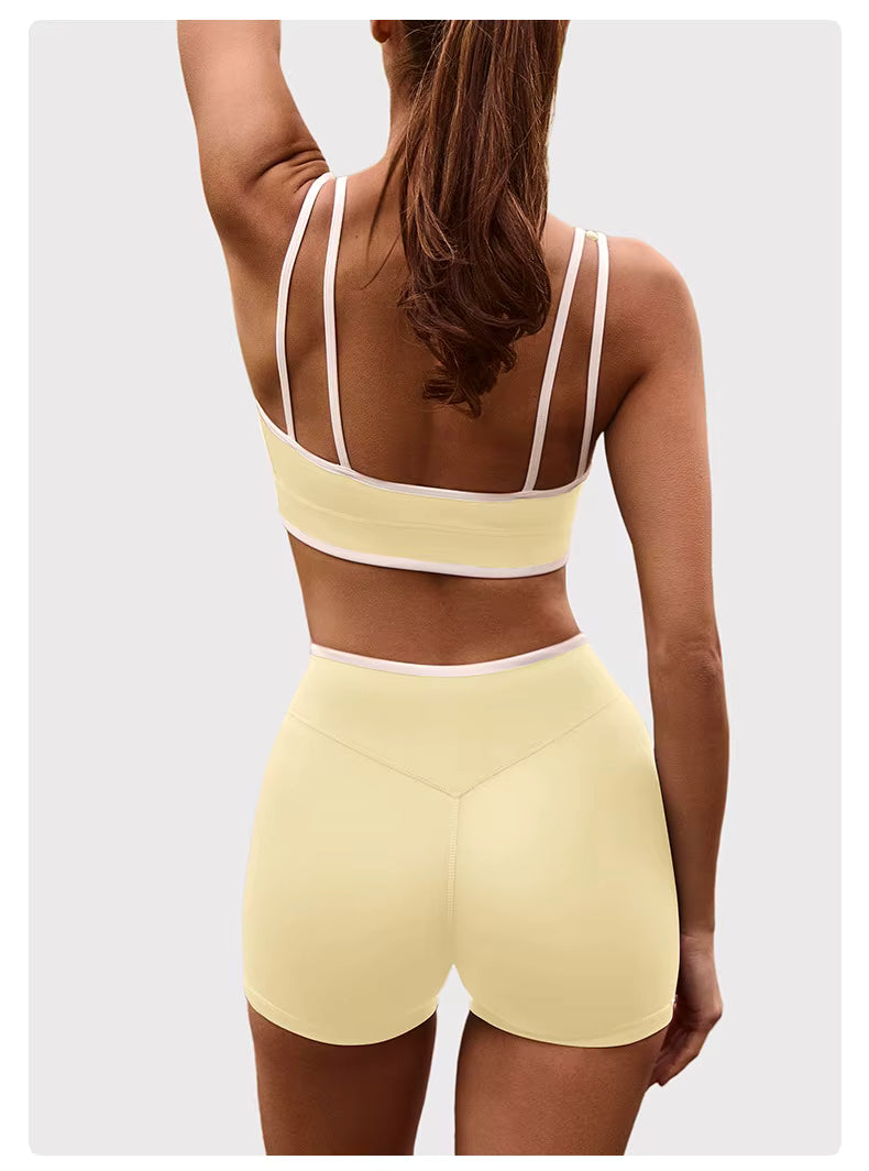 Women’s Yoga Set: Comfortable Top and Tummy-Control Compression Shorts for Gym and Fitness