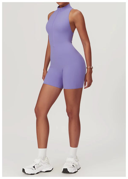 Women’s Sleeveless Jumpsuit, Tight-Fit Sportswear, Naked-Feel Bodysuit, All-in-One Casual Fitness Outfit, Athletic Wear