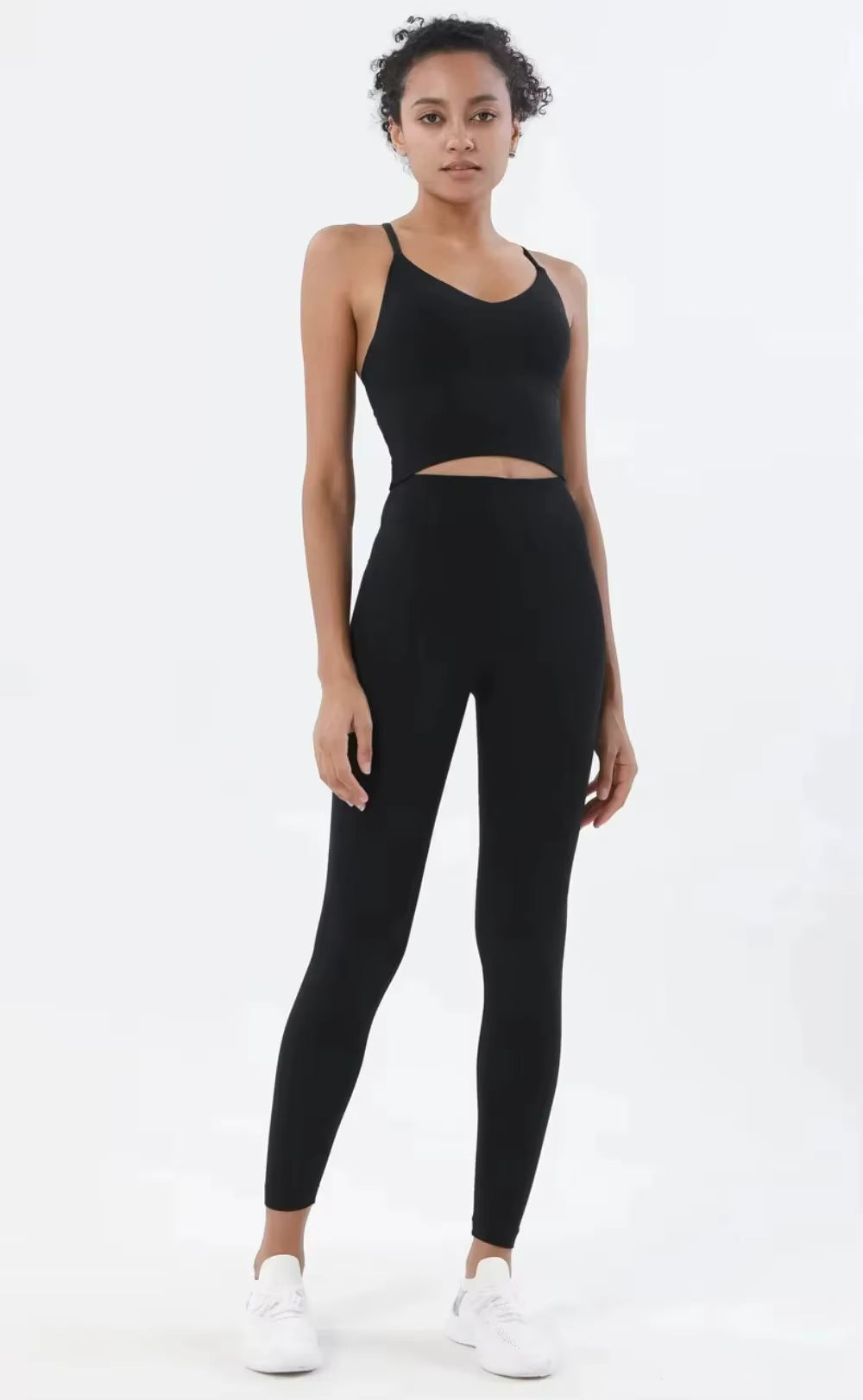 Women’s Naked Feeling 2-Piece Gym Set – Seamless Sports Bra and High-Waisted Leggings, Breathable Shockproof Fitness Wear, S–XL