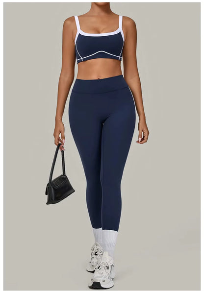 Women’s 2-Piece Yoga Set: Sports Bra with Removable Padding and High-Waisted Leggings for Fitness, Running, and Training