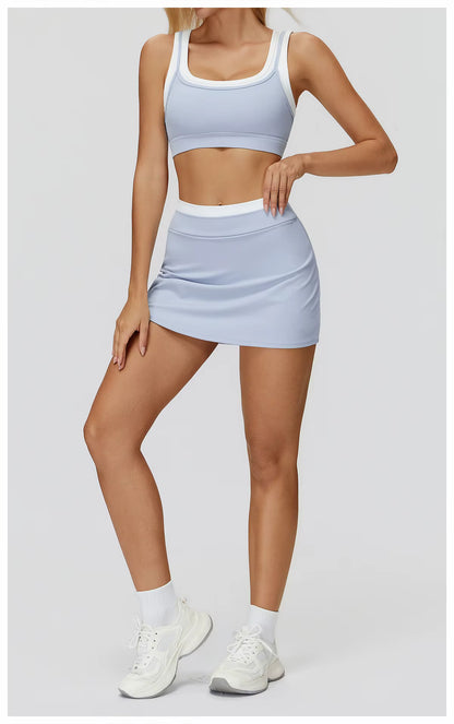 2-Piece Color Block Women’s Yoga Set, High-Waisted Casual Versatile Fitness Outfit, Fashion Sports Bra and Gym Leggings Activewear