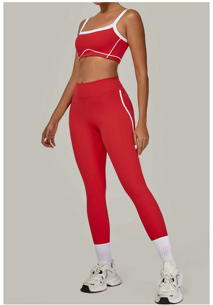 Women’s 2-Piece Yoga Set: Sports Bra with Removable Padding and High-Waisted Leggings for Fitness, Running, and Training