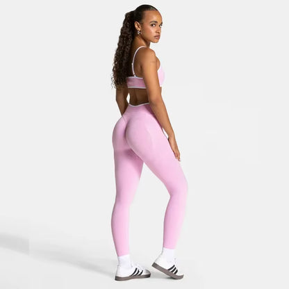TEVEO 2-Piece Women’s Seamless Gym Set – Leggings and Sports Bra Workout Yoga Fitness Outfit Set