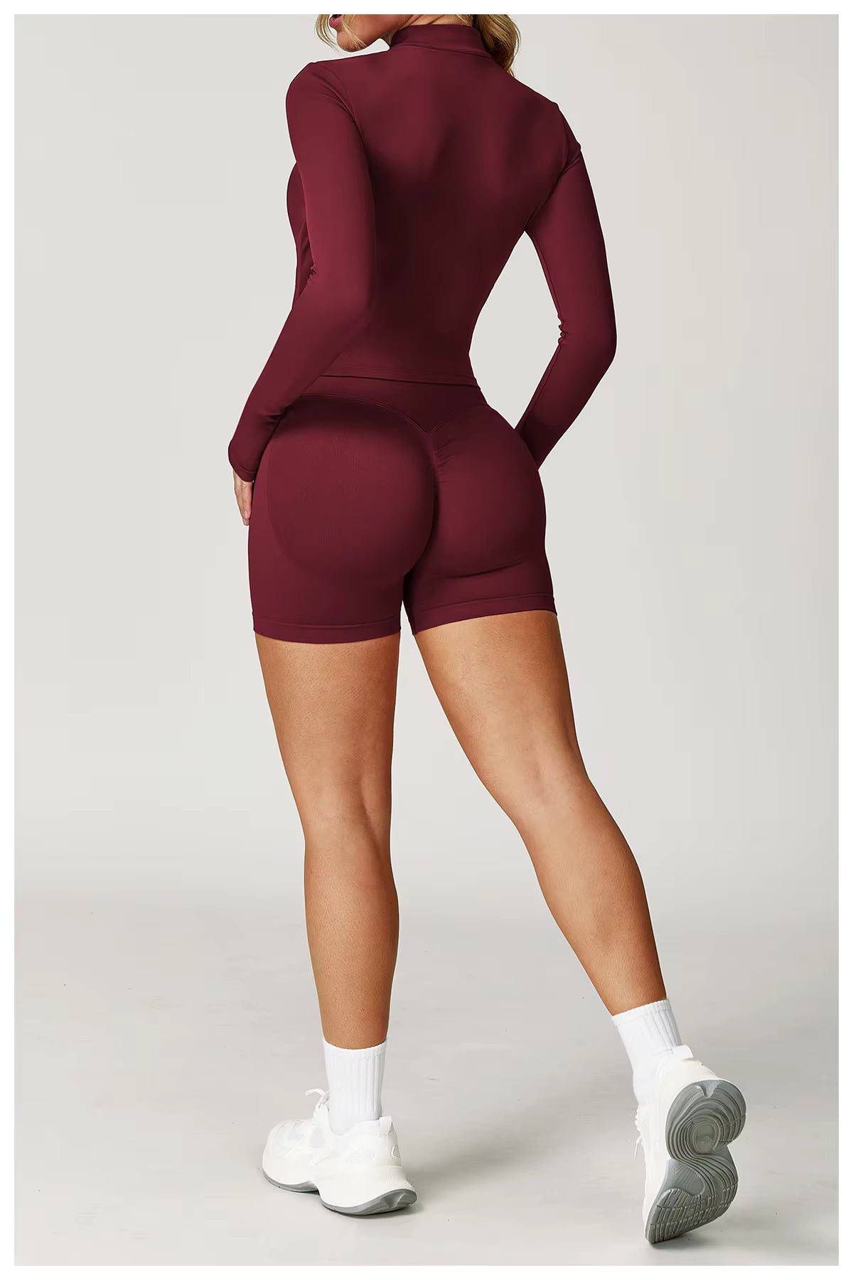 Seamless 2-piece yoga set women’s gym wear fitness tracksuit long sleeve jacket sports bra gym leggings