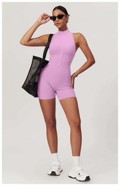 Women’s Sleeveless Jumpsuit, Tight-Fit Sportswear, Naked-Feel Bodysuit, All-in-One Casual Fitness Outfit, Athletic Wear