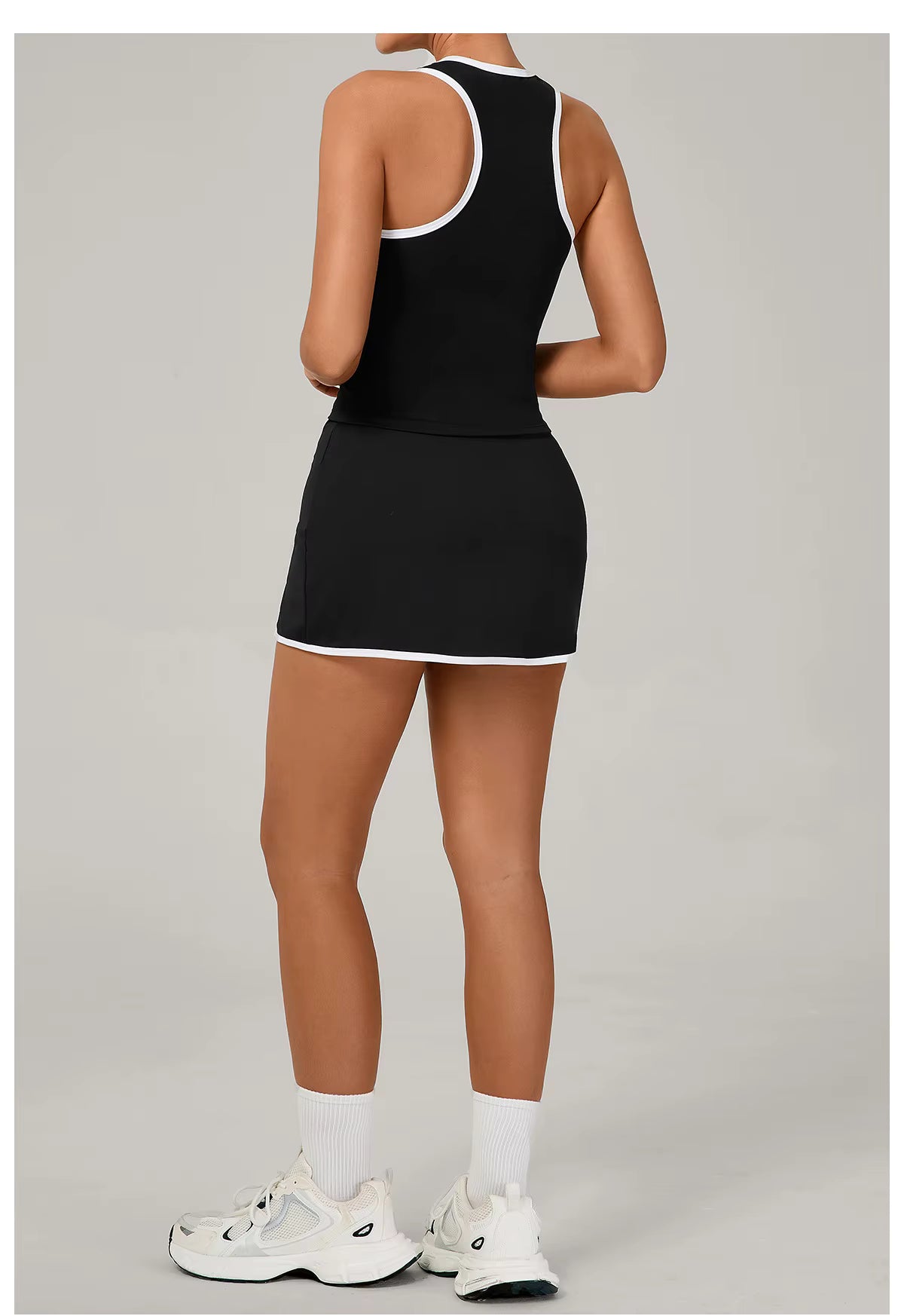 2-Piece Women’s Yoga Gym Set – Sports Vest and Short Skirt Tracksuit, Workout Training Outfit, Running and Gym Sportswear