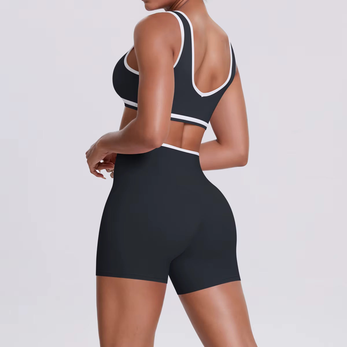 Women’s Two-Piece Gym Workout Set – Sports Bra and Shorts Yoga Set, Quick-Dry Fitness Wear, Athletic Sports Bra Outfit for Women