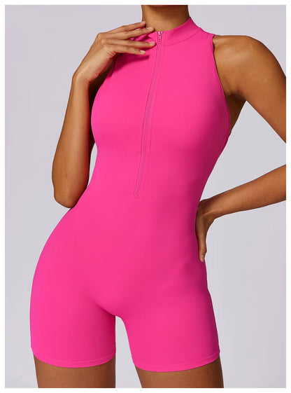 Women’s Sleeveless Jumpsuit, Tight-Fit Sportswear, Naked-Feel Bodysuit, All-in-One Casual Fitness Outfit, Athletic Wear