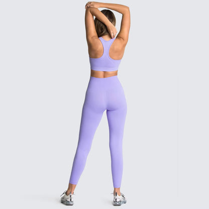 Women’s Seamless Yoga Set – Fitness Crop Top & High-Waist Tummy Control Leggings with Built-In Bra, Workout Outfit for Pilates, Gym and Running