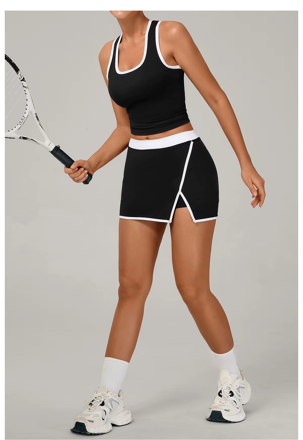 2-Piece Women’s Yoga Gym Set – Sports Vest and Short Skirt Tracksuit, Workout Training Outfit, Running and Gym Sportswear