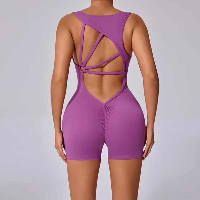 Cloud Rise Sexy Back Yoga Jumpsuit, Women’s One-Piece Gym Sports Fitness Bodysuit, Running Workout Jumpsuit, Activewear Outfit